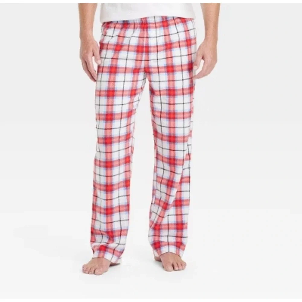Men's Plaid Microfleece Holiday  Pajama Pants - Wondershop™ White 3XL NWT